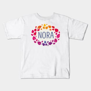 Nora name with colorful leaves Kids T-Shirt